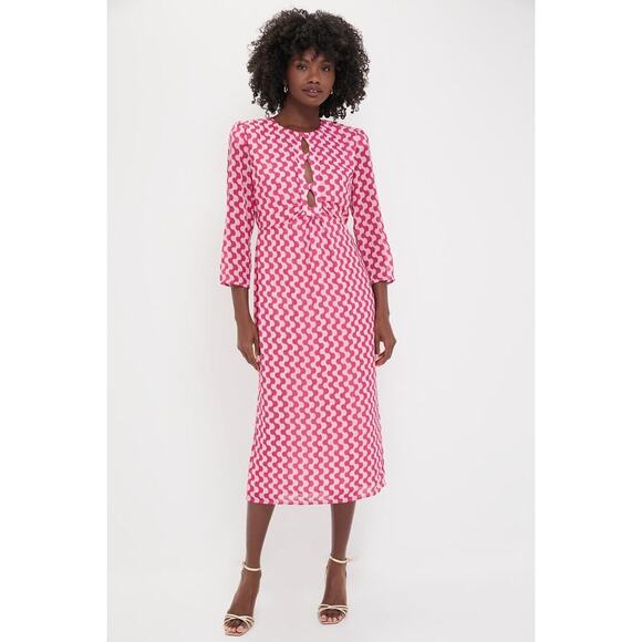 Tuckernuck Dresses & Skirts - HYACINTH HOUSE Pink Geo Stripe Cut-Out Cosmina Dress Size M NWT